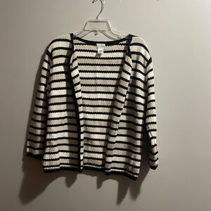VINTAGE DANIELLE MARTIN STRIPED BOXY KNIT CARDIGAN SWEATER